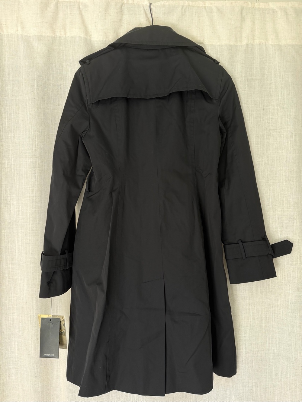 NWT London Fog Black Double-Breasted Trench Coat - Picture 3 of 7